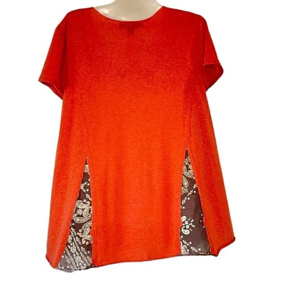 Living Doll Hampton's Crew Top Orange Red with Brown Rowing Graphic Size Medium - Picture 6 of 9